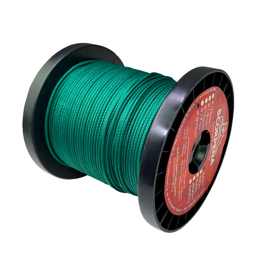 Линь DYNEEMA UHMW-PE 2.0 мм (нагрузка 132 кг) зеленый